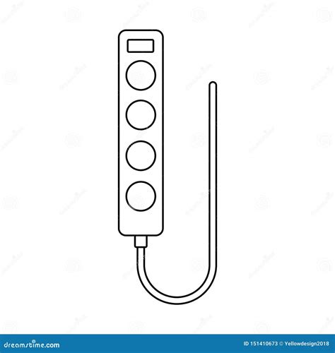 Outline Electric Extension Cord Simple Vector Design Illustration