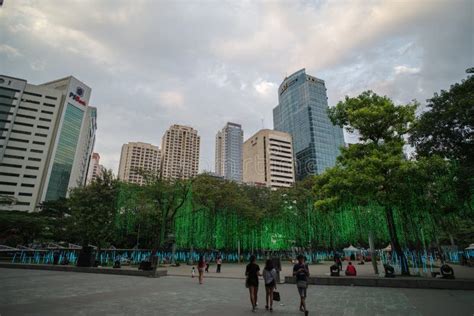 Ayala Triangle Park In The Middle Of Makati City, Philippines Stock ...