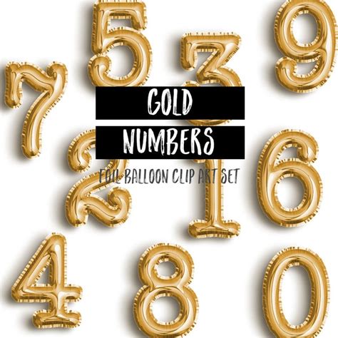 Gold Foil Mylar Balloons Clipart Numbers Gold Balloon Clipart Birthday