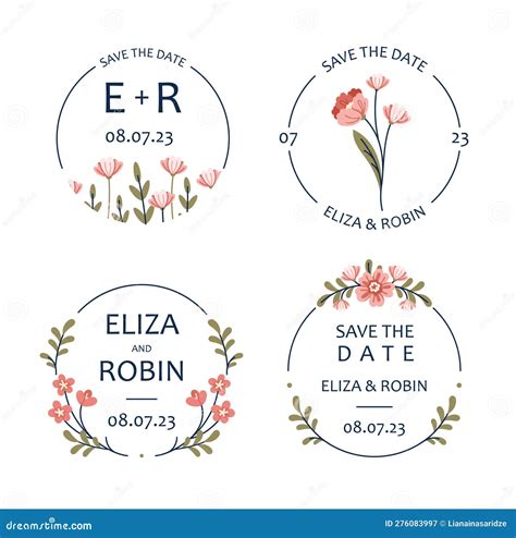 Floral Wedding Logo Set Stock Vector Illustration Of Background