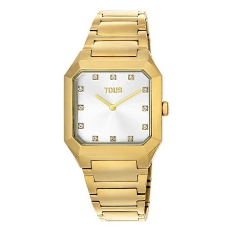 Reloj analógico con brazalete de acero IPG dorado Karat Squared TOUS