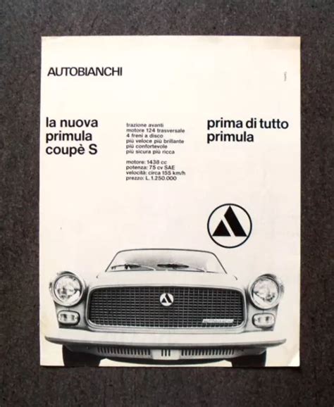 N565 ADVERTISING Pubblicità 1968 AUTOBIANCHI PRIMULA COUPE S