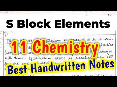 S Block Elements Handwritten Notes Ch Th Chemistry