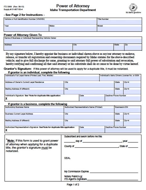 Free Printable Power Of Attorney Form Idaho Printable Forms Free Online