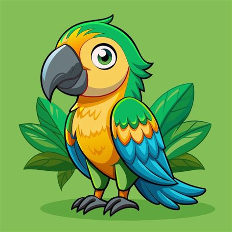 Premium Vector A Cartoon Drawing Of A Parrot With A Green Background