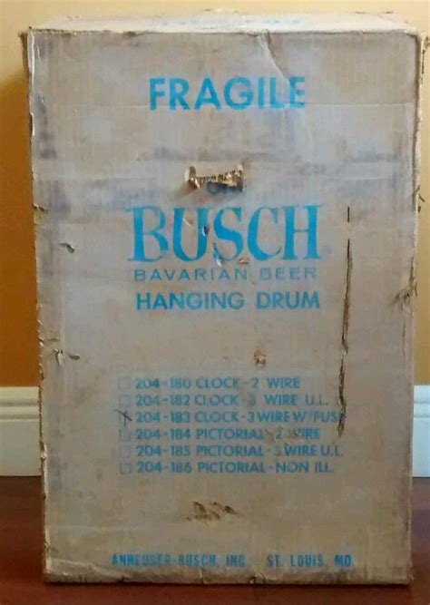 Vintage Busch Bavarian Beer Hanging Drum Sign Spirit Of 76 Light Clock Rotating 1825861745