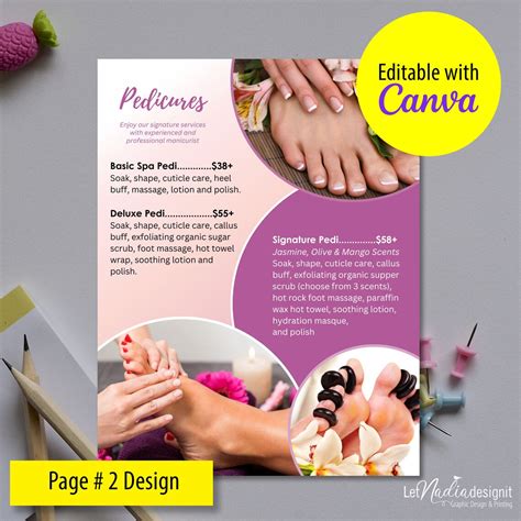 4 Page Nail Salon Menu Template Nail Salon Price List Etsy