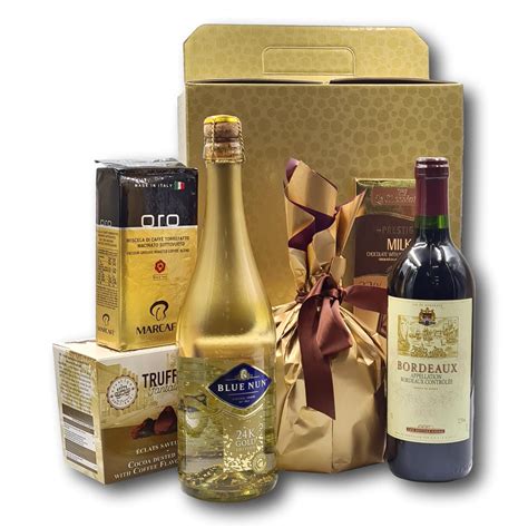 Pachet Cadou Cadouri Premium Model Gold Elegance Cu Spumant Blue Nun