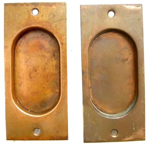 Historic Houseparts Inc Antique Pair Of Stamped Brass Pocket Door Flush Pulls