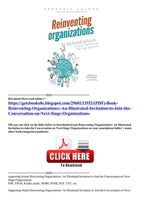 Pdf Book Reinventing Organizations An Illustrated Invitation To Join