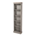 Azusa Grey Tall Narrow Painted Bookcase Grey Wax Self Assembly