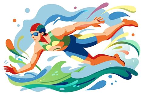 Premium Vector Female Swimmer Flat Illustration Vector Illustration