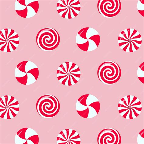 Premium Vector Christmas Peppermint Swirl Candies Seamless Pattern