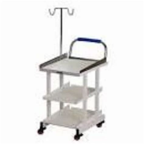 White Blue Mild Steel Portable ECG Machine Trolley For Hospital