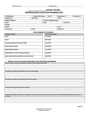 Msde Iep Form Fill Online Printable Fillable Off