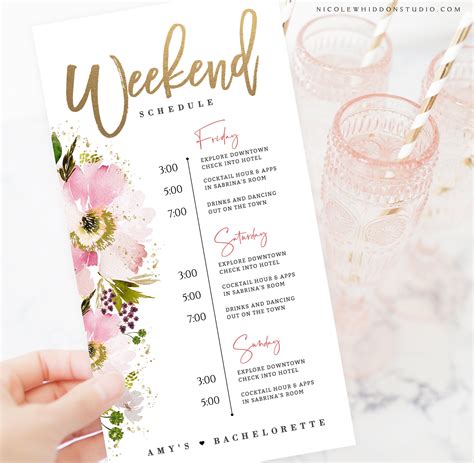 Cute Bachelorette Itinerary Template