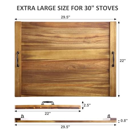 Noodle Board Stove Cover With Handles Acacia Wood Stove Top Covers