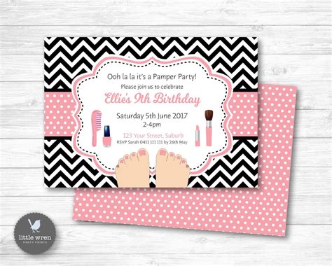 Pamper Party Invitation Day Spa Invitation Pamper Party Birthday