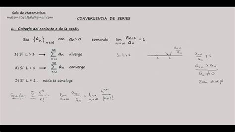 Series Convergencia Criterio Del Cociente O De La Razón Youtube