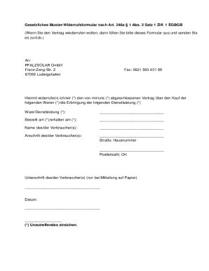 Ausfüllbar Online Muster WiderrufsformularPfalzsolar Fax Email Drucken