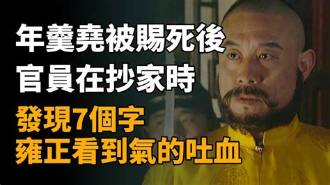 年羹堯被賜死後，官員在抄家時發現7個字，雍正看到後氣到吐血 年羹堯 雍正 Youtube