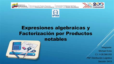 expresiones algebraicas y factorización por productos notables PPT