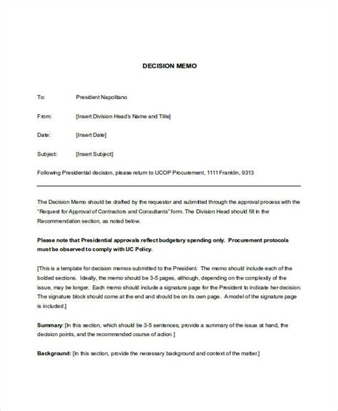 Decision Memo 8 Examples Format Pdf Examples