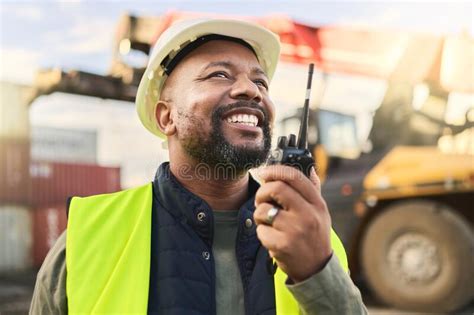 Man Using Radio Communication Shipping Logistics And Supply Chain