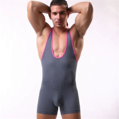 Novelty More Tssoe Men One Piece Sheer Mesh Wrestling Singlet