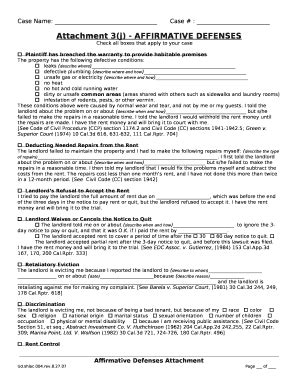 Attachment 3 J AFFIRMATIVE DEFENSES Doc Template PdfFiller