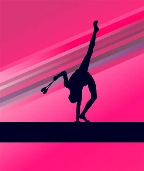 Rhythmic Gymnastics Woman With Clubs Vector Background Stock Vector