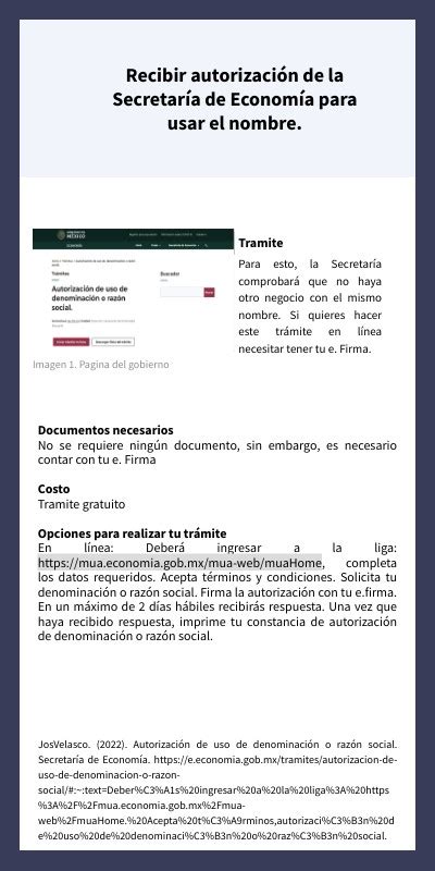 Recibir autorización de la Secretaría de Economía para usar el nombre