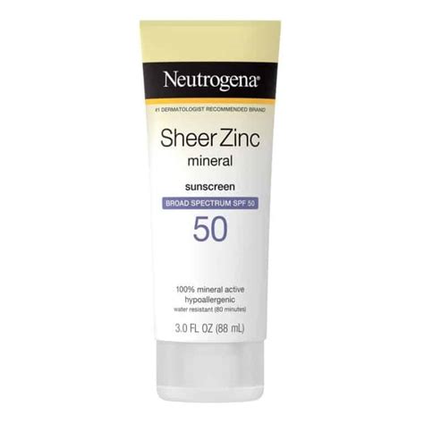 Neutrogena Sheer Zinc Mineral Sunscreen Spf 50 3 Ounce Merryderma