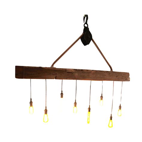 Hand Made Reclaimed Barn Wood Beam Chandelier With 8 Edison Bulbs By