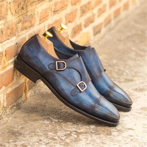 Custom Blue Patina Monk Shoes Kleinfelt