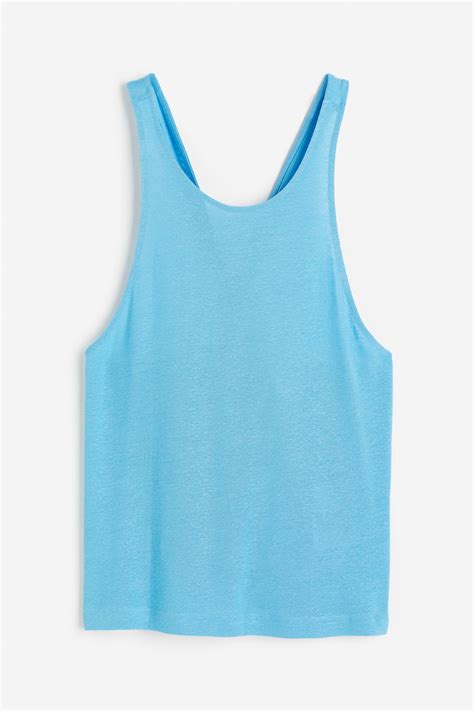 Linen Blend Tank Top Blue Ladies Handm Us