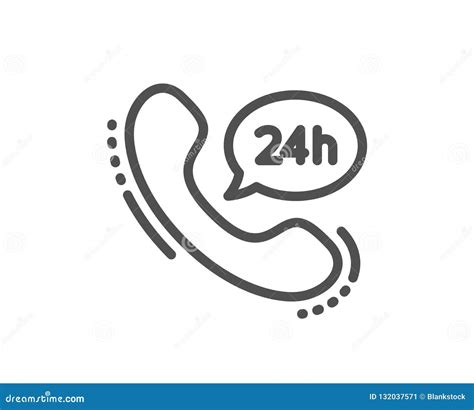 24 Hour Service Line Icon Call Support Sign Vector Stock Vector