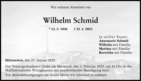 Traueranzeigen Von Wilhelm Schmid Augsburger Allgemeine Zeitung