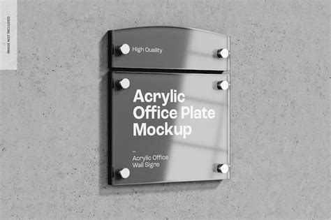 Premium PSD | Acrylic office plate mockup, left view