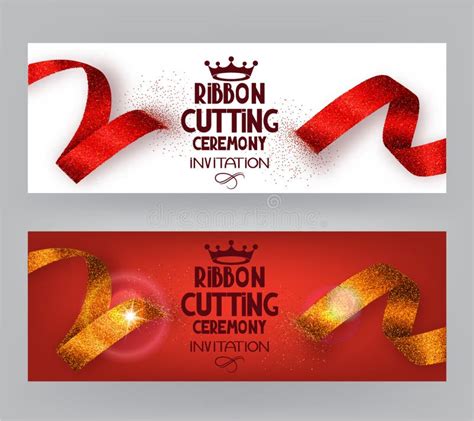 Ribbon Cutting Ceremony Banners With Abstract Ribbons And Abstract Hand