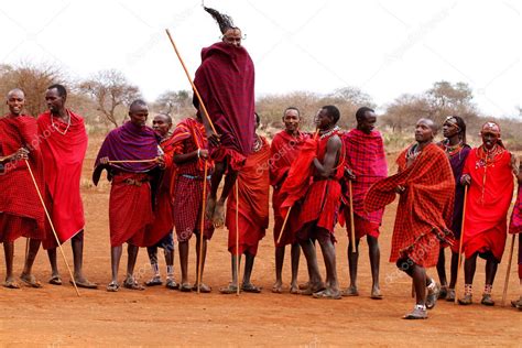 Africa Kenya Masai Mara July 2 Masai Warriors Dancing Tradi