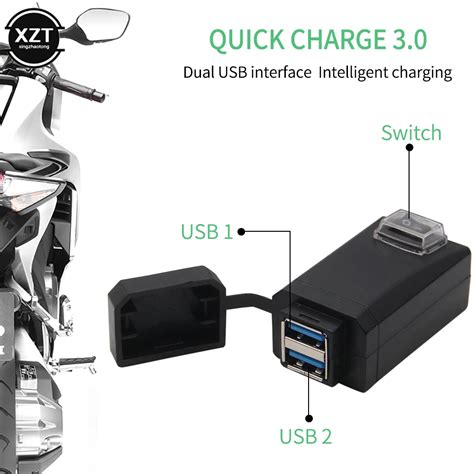 Cargador Usb Qc Para Motocicleta Manillar De Mm Resistente Al Agua