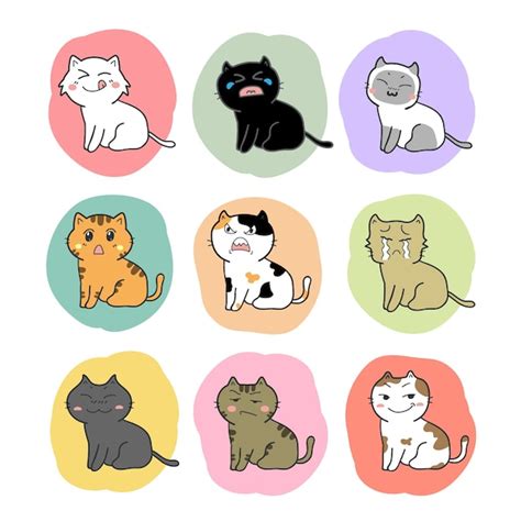 Schattige Katten Cartoon Set Vector Premium Vector