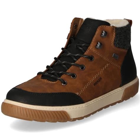 Baskets Homme RIEKER 3894000 En Cuir Marron Talon Plat Lacets