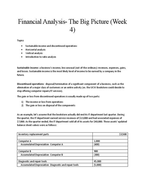 Financial Analysis The Big Picture Week 4 Pdf Equity Finance Balance Sheet