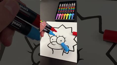 Drawing Lisa Simpson With Posca Markers Glitch Effect Shorts YouTube