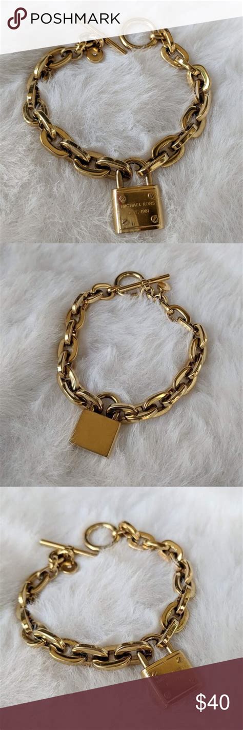 Michael Kors Chain Link Lock Toggle Gold Bracelet Michael Kors Jewelry Chain Link Bracelet