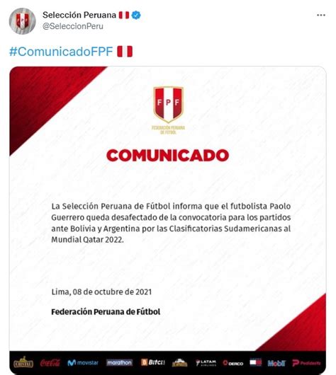 Paolo Guerrero Fue Desconvocado De La Selecci N Peruana America Deportes