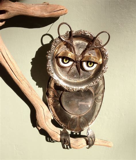 Owl Sculpture Art Deco Wall Art Assemblagemixed Media Art Etsy Art