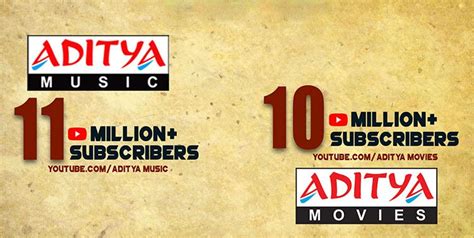 Two channels of Aditya Music Garner 10 Million subscribers on YouTube